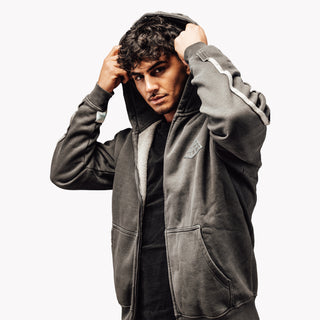 STUDIO DOUBLE ZIPPER HOODIE-SIGNATURE WASHED